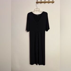 ELOQUII Button Front Stretch Work Dress Black Short Sleeve LBD Sz 18